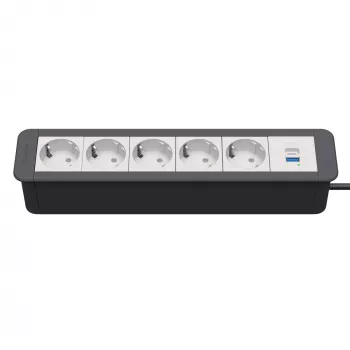 Kindermann CablePort Office Frame 6-voudig 5x Schuko 1x USB-C PD 60W zilver