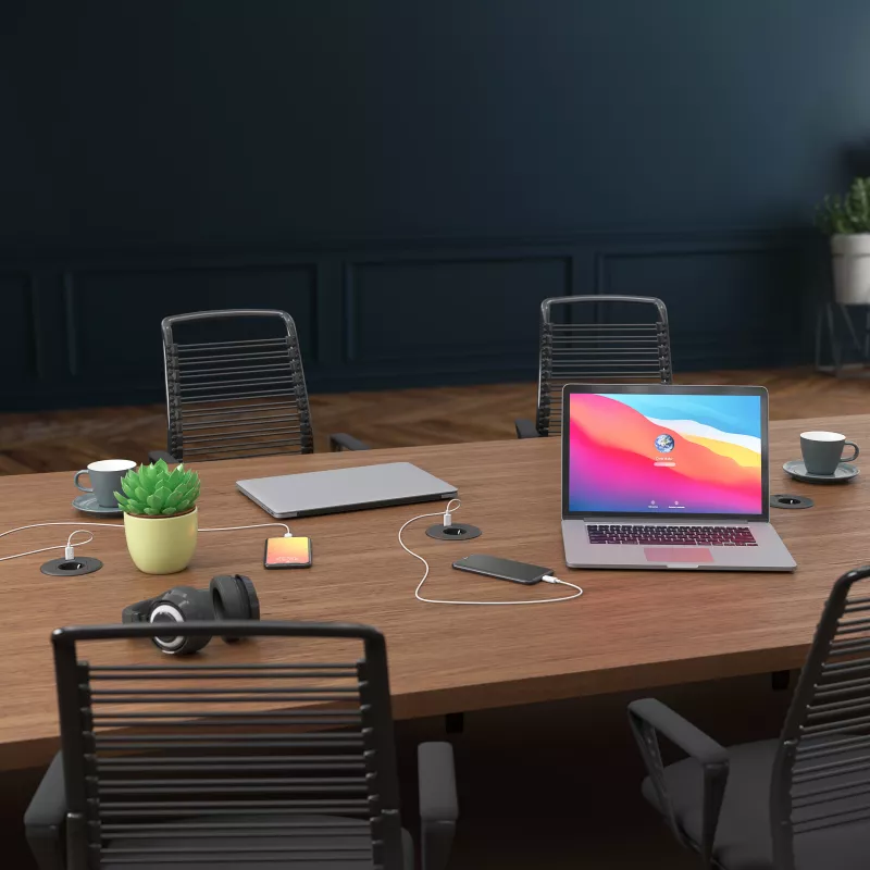 Kindermann CablePort tafel zwart (STS-R90-2 zwart) - tafelaansluitpaneel behuizing