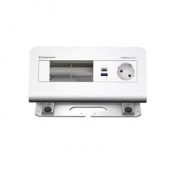 Kindermann CablePort desk² 4-voudig 1x Schuko-stopcontact 1x USB-A-laadfunctie zilver