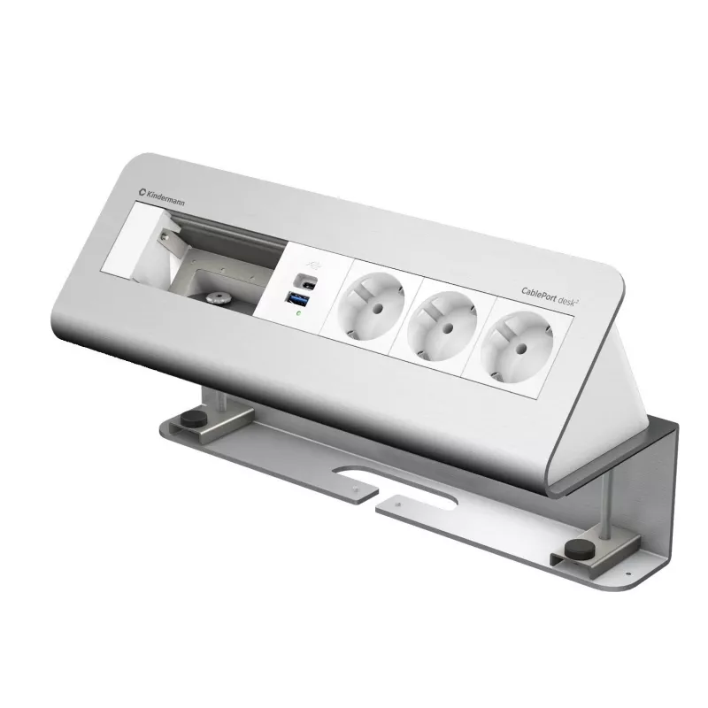 Kindermann CablePort desk 6-voudig 3x stroom USB tafelklemmodule (7430001163)