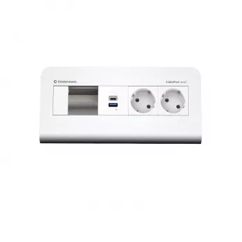 Kindermann CP desk 80 4-slots 2x stroom USB bureau-aansluitpaneel