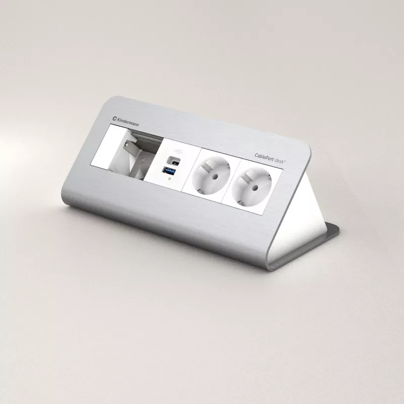 Kindermann CP desk 80 4-slots 2x stroom USB bureau-aansluitpaneel