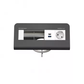 Kindermann CP desk² 80 4-voudig tafelaansluitpaneel met 1x stroom en 1x USB-A, zilver/zwart