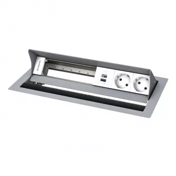 Kindermann CP Standard² 6-voudig tafelaansluitpaneel met 2x stopcontacten, 1x USB-A-laadaansluiting, HDMI, RJ45
