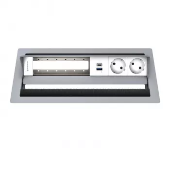 Kindermann CP Standard² 6-voudig tafelaansluitpaneel met 2x stopcontacten, 1x USB-A-laadaansluiting, HDMI, RJ45