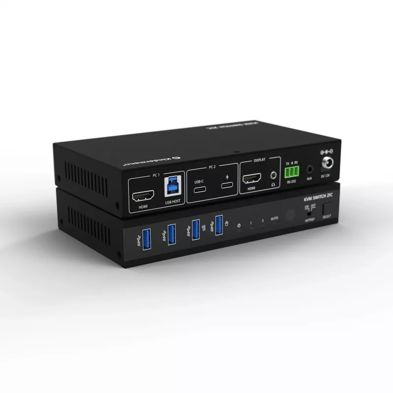 Kindermann KVM Switch 21C - 2-poorts DVI-I KVM-switch met audio en USB-hub