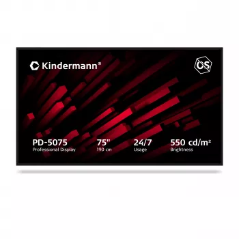 Kindermann display PD-5075 3070000003 75 inch 4K UHD IPS 550 cd/m² 24/7 OPS-slot non-touch