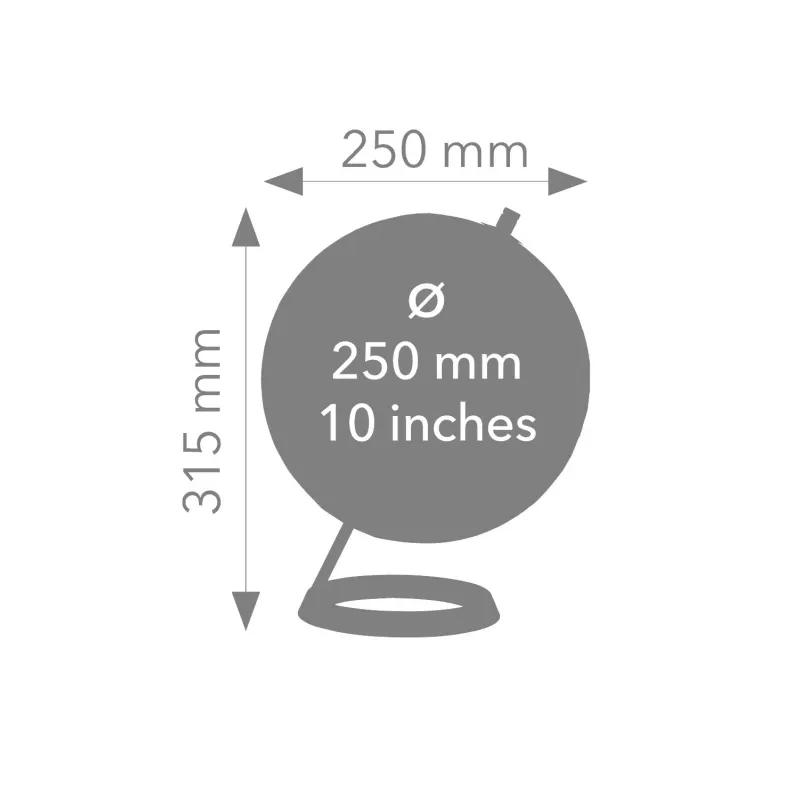 TROIKA Globe 23.5 Degrees (G2507-P2P2/CB) - bureauglobe presse-papier, verchroomde voet, 60mm