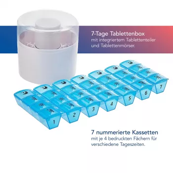 First Aid Only pillendoosje met tablettenbreker blauw wit