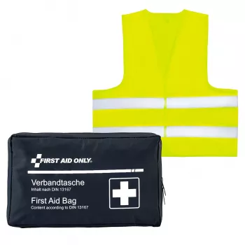 First Aid Only motor-EHBO-kit DIN 13167 blauw met veiligheidshesje