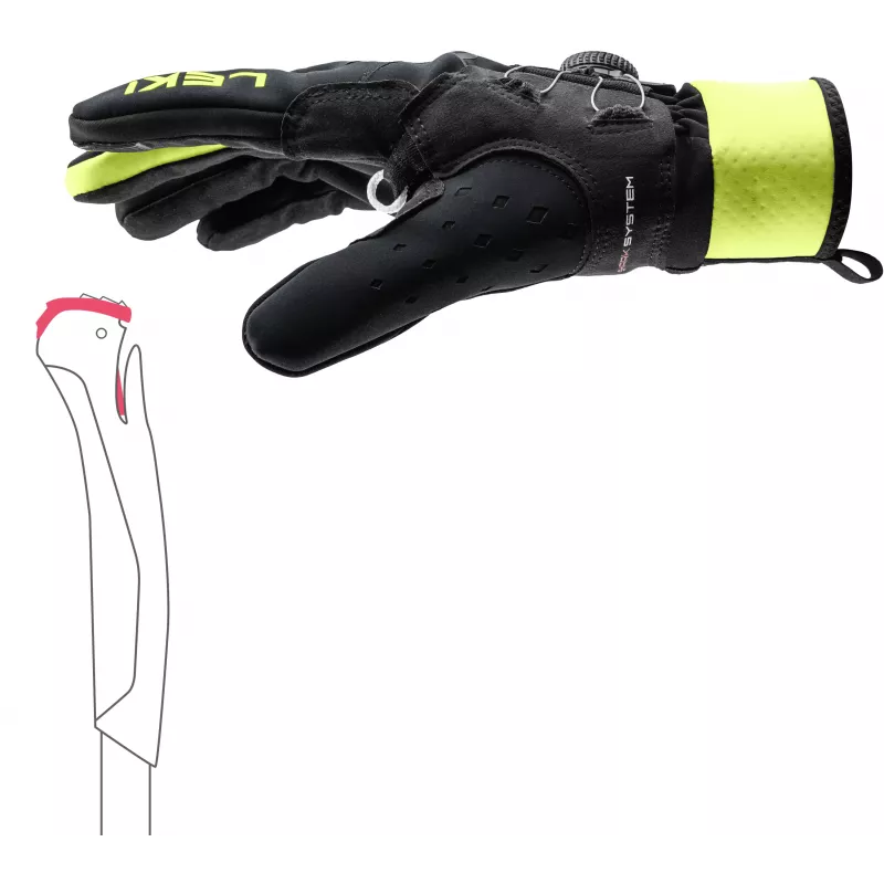 LEKI PRC Boa Shark Handschoenen - Zwart/Neongeel, maat L