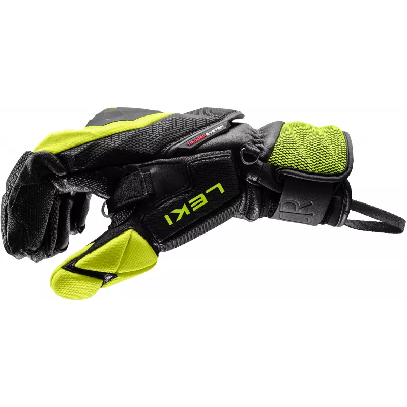LEKI WCR Venom SL 3D Ski Racing Handschoenen Zwart-Geel maat 8.0