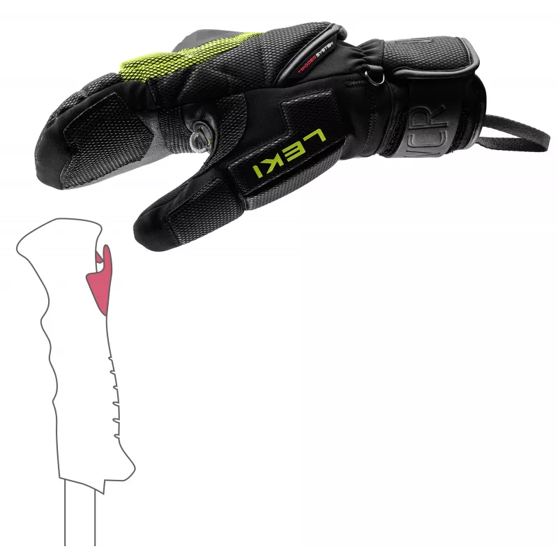 LEKI WCR Coach 3D want skirace-wanten lemon-zwart maat 7.0