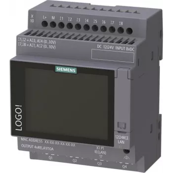 Siemens LOGO! 12/24 RCE logicamodule met display, 8 DI/4 AI/4 relais, 12-24V DC, Ethernet, Modbus TCP/IP