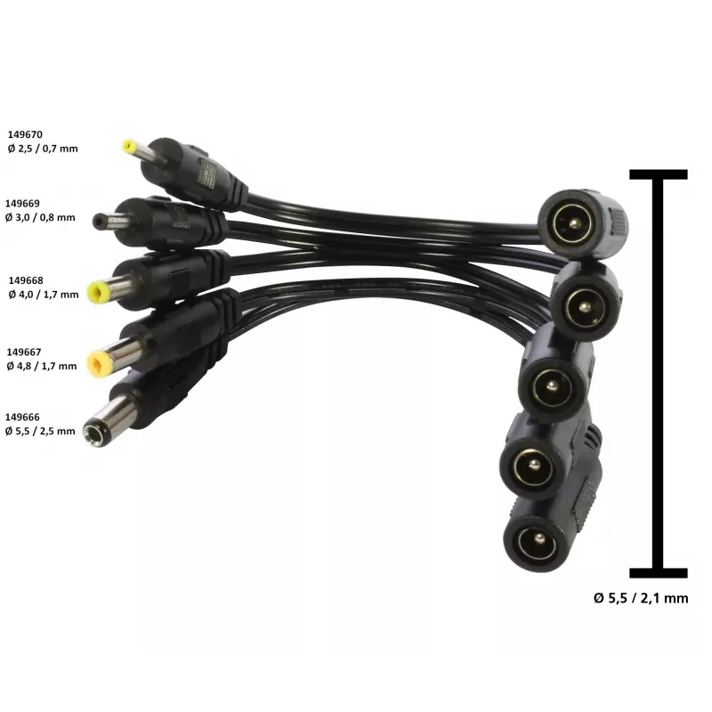 ALLNET vervangende voeding met holle-bus-naar-holle-stekker-adapter 2,1mm naar 0,7mm