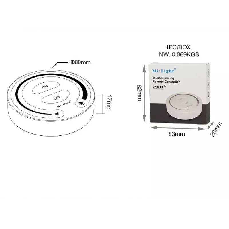 Synergy 21 LED-afstandsbediening Single Color Touch Dimmer voor MiLight/MiBoxer