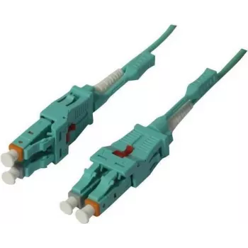 SYNERGY21 Fiber Optic Patchkabel 10m LC-LC Duplex OM3 Uniboot draaibare Push/Pull 2mm LSZH Aqua