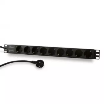Synergy 21 ALLNET 19 inch rack stekkerdoos 9x CEE7/3 stopcontacten met CEE7/7 stekker, 2m kabel, zwart (S215390V4)