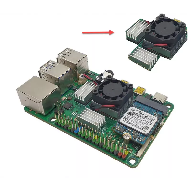 ALLNET Rock Pi 4C+ heatsink-set (Rock4C+Heat-Set) - passieve koelset voor Radxa Rock Pi 4C Plus