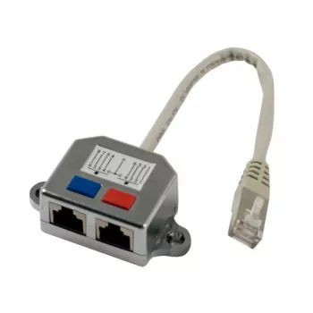 Synergy 21 S215236 TP-stekker naar 2x TP-aansluiting kabel, 0,15 m, grijs metallic