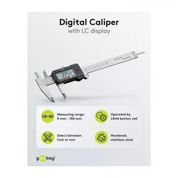 Goobay digitale schuifmaat 0-150 mm / 0-6 inch roestvrij staal