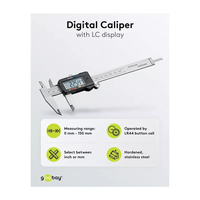 Goobay digitale schuifmaat 0-150 mm / 0-6 inch roestvrij staal
