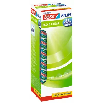 Tesa 57074-00000-00 standaard kantoortape - 33 m - transparant - 19 mm - 8 rollen