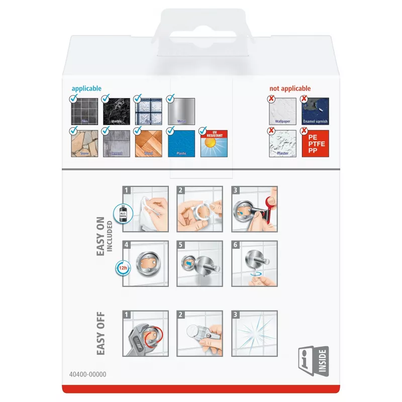 Tesa 40400 Deluxxe toiletpapierhouder zonder deksel - chroom, zelfklevend