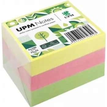 UPM Notes Brillant plaknotities 75x75mm 100 vel per blok 6 blokken gemengde kleuren