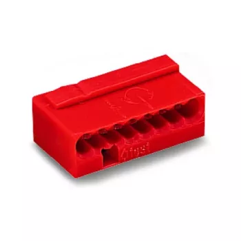 WAGO 243-808 PUSH WIRE® verbindingsklem voor aftakdozen, 8-geleider, rood, 0,5-2,5 mm²