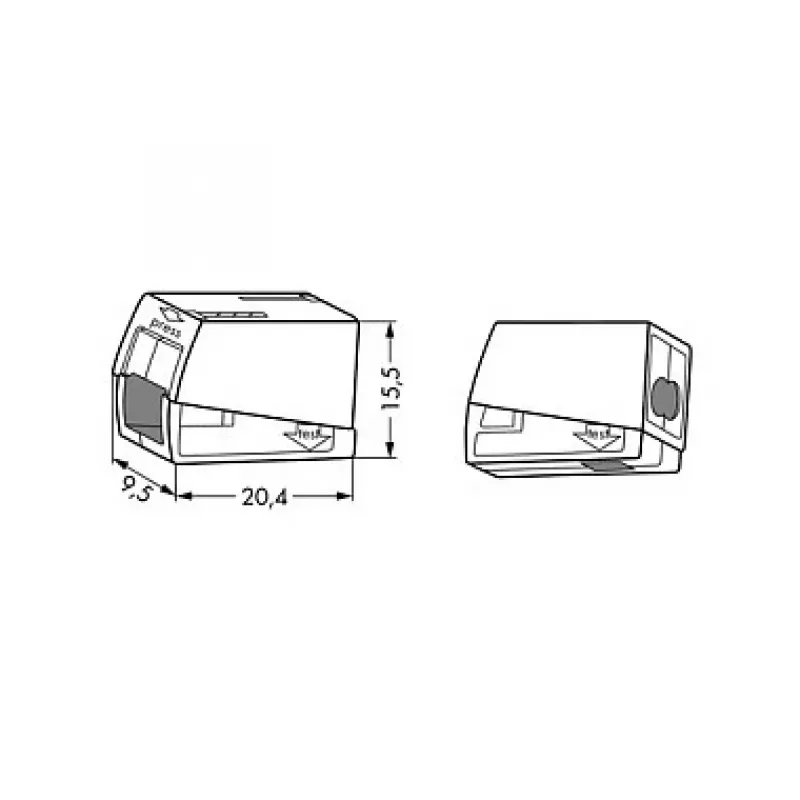 WAGO 224-112 2-geleider compact lasverbinder, 400V, 24A, 1-2,5mm², push-in, wit/transparant