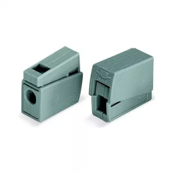 WAGO 224-101 1-geleider 2-voudig push-in CAGE CLAMP klem, 400 V, 24 A, 0,5-2,5 mm², transparant/grijs