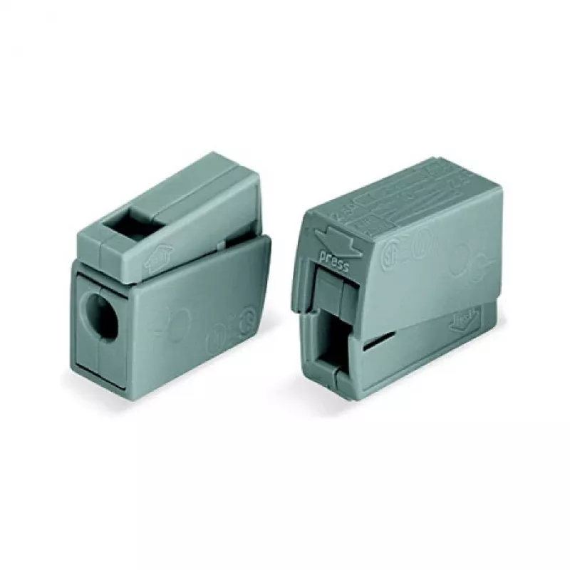 WAGO 224-101 1-geleider 2-voudig push-in CAGE CLAMP klem, 400 V, 24 A, 0,5-2,5 mm², transparant/grijs