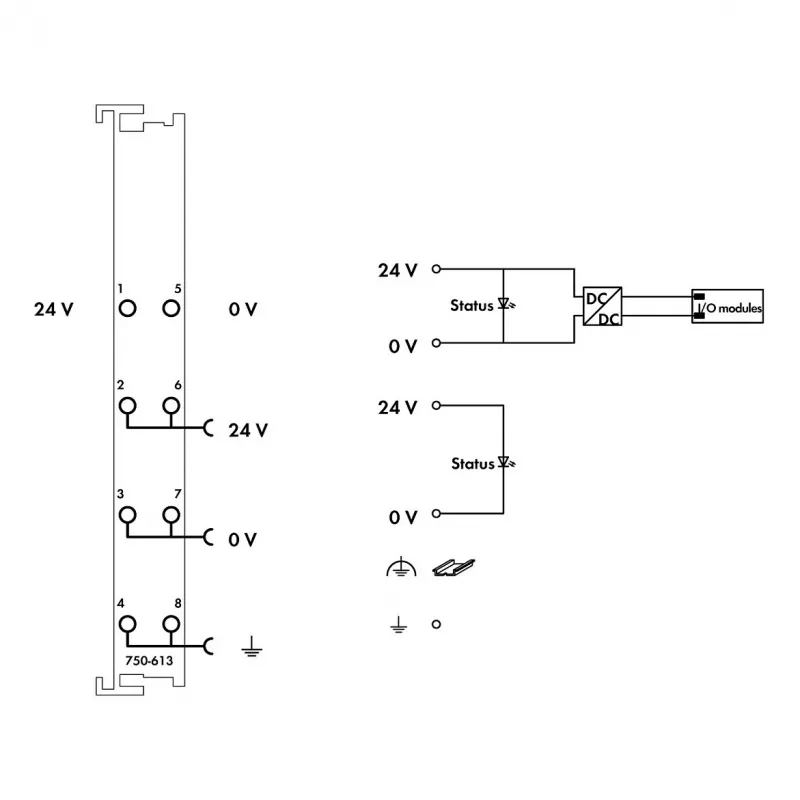 WAGO 750-613 4-geleider klemmenblok, grijs, CAGE CLAMP, 0,08-2,5 mm², DIN-35-rail
