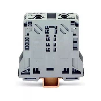 WAGO 285-150 CAGE CLAMP power-klemmenblok, 1-potentiaal, 2 aansluitingen, 10-50 mm², grijs, DIN-rail 35