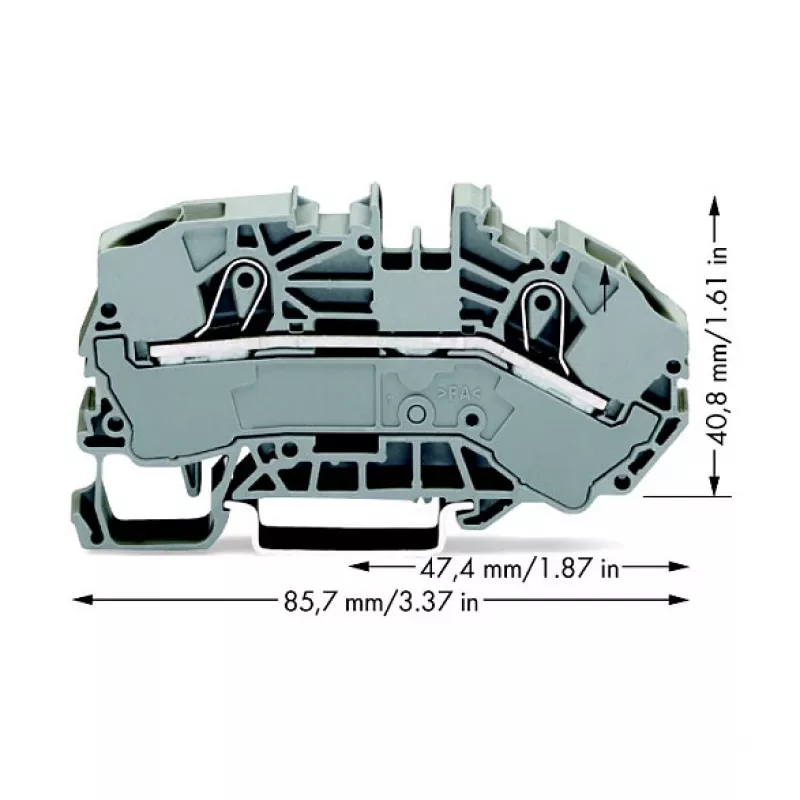 WAGO 2016-7601 doorvoerklem, 2-geleider, 16 mm², 800 V, grijs
