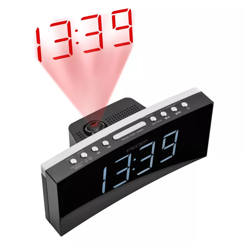 PEDEA FM-radio wekker / projectiewekker, zwart