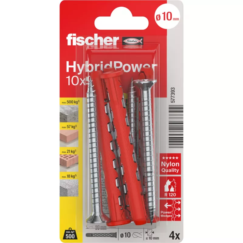 Fischer HybridPower 10x90 T K roestvrijstalen constructieschroef 10x90 mm Torx T40