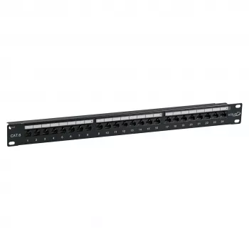 EFB-Elektronik ECOLAN Patch Panel UTP 24xRJ45 Cat.6 19 inch 1U RAL9005 zwart