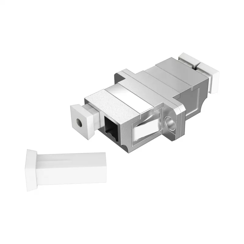 EFB Elektronik LC duplex multimode glasvezelkoppeling, metalen behuizing, keramische ferrule, SC paneeluitsparing, 4-voudige stofkappen