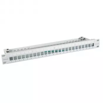 EFB Elektronik 19-inch 24-poorts 1U leeg patchpaneel voor Keystone-modules, RAL7035 (lichtgrijs)