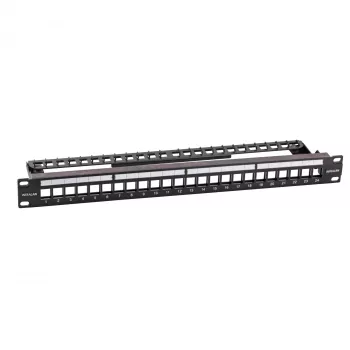 EFB Elektronik 19-inch 24-poorts 1U verdeelpaneel voor Keystone-modules, diepzwart (RAL 9005)