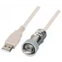 EFB IP67 USB 2.0 kabelwartel M20, USB Type-A stekker naar USB Type-A stekker, 1,0 m, zilver/zwart
