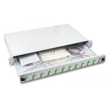 EFB Electronics uitschuifbare splicebox LC 12 pigtails offset 6 koppelingen OM3