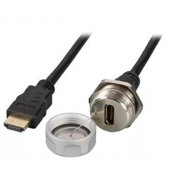 EFB Elektronik IP67 HDMI-inbouwbus, M25, HDMI A-A female-male, servicepoort, borgkoord, 1,0 m
