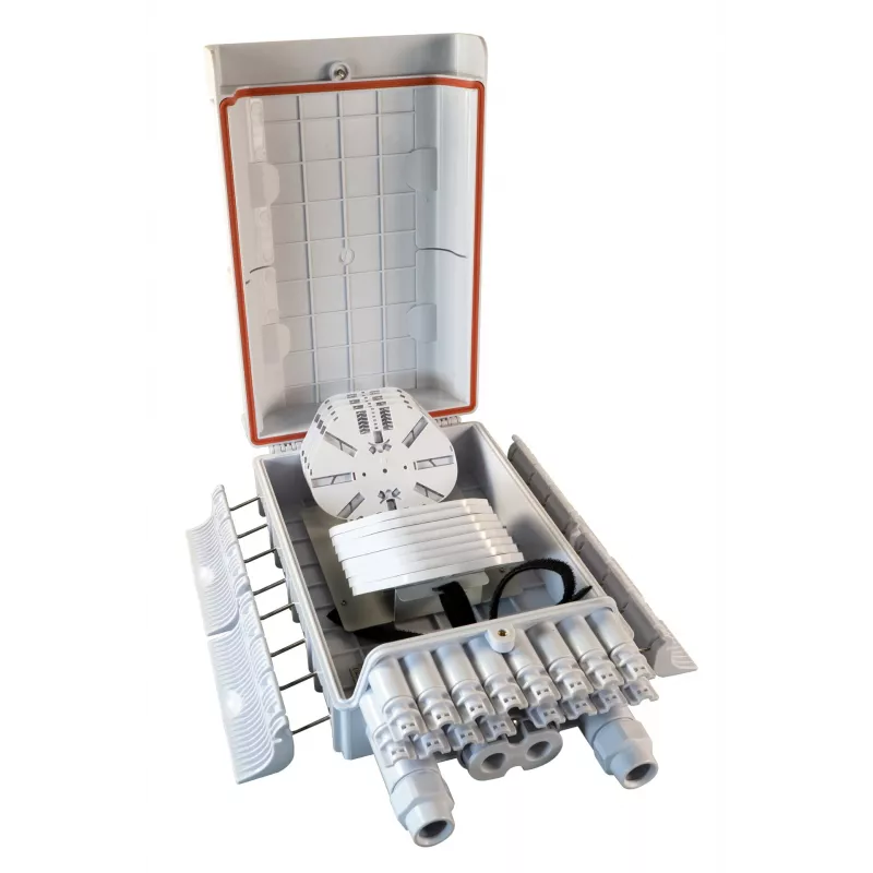 EFB FTTH IP65 outdoor verdeelbox voor 96 vezels met splice-cassettes en vezeloverlengteopslag (FTTH-BOX-OUT-6)