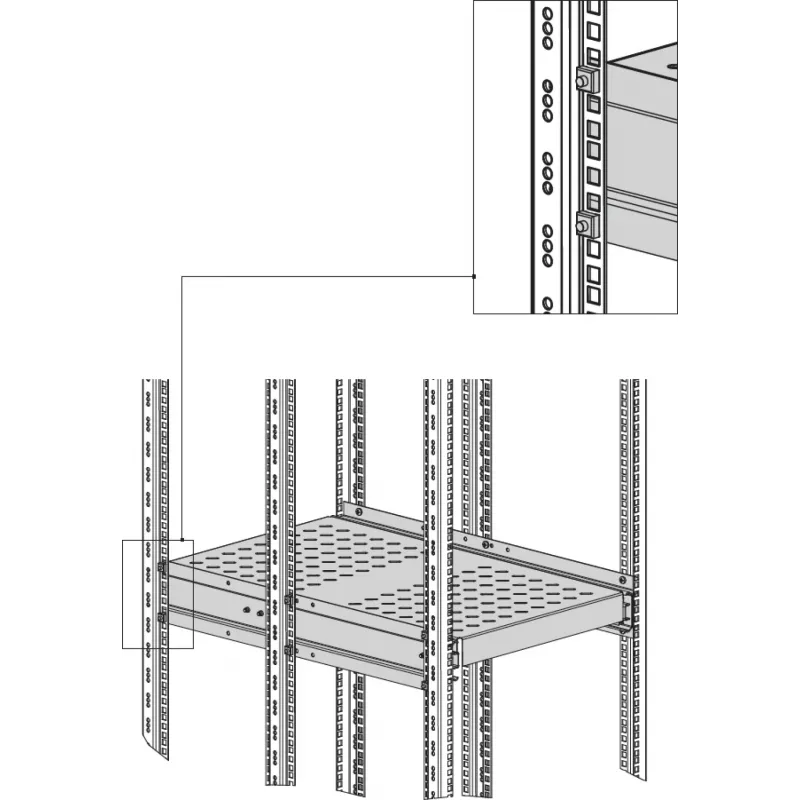 EFB Elektronik heavy-duty uitschuifbare legplank 6 x zijmontage 140 kg RAL7035