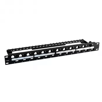 EFB Electronics verdeelpanel 19 inch 1U 24-poorts offset ANEXT geoptimaliseerd zwart