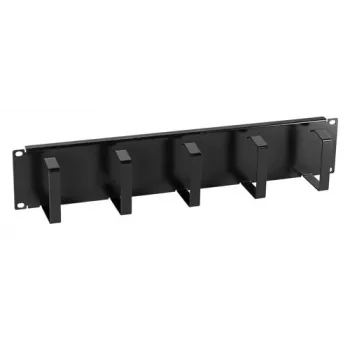 EFB Elektronik 699998NTS 19 inch 2U kabelmanagementpaneel, 5 houders, staal, zwart (RAL 9005)