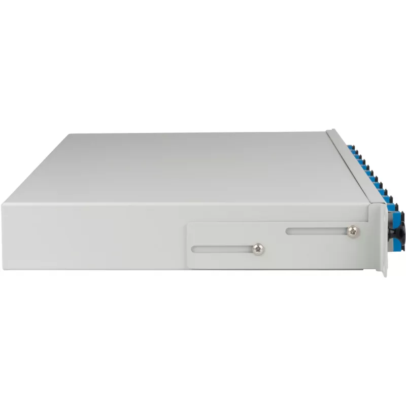 EFB lasbox SC OS2 uitschuifbaar 24 pigtails 12 koppelingen 1U rack
